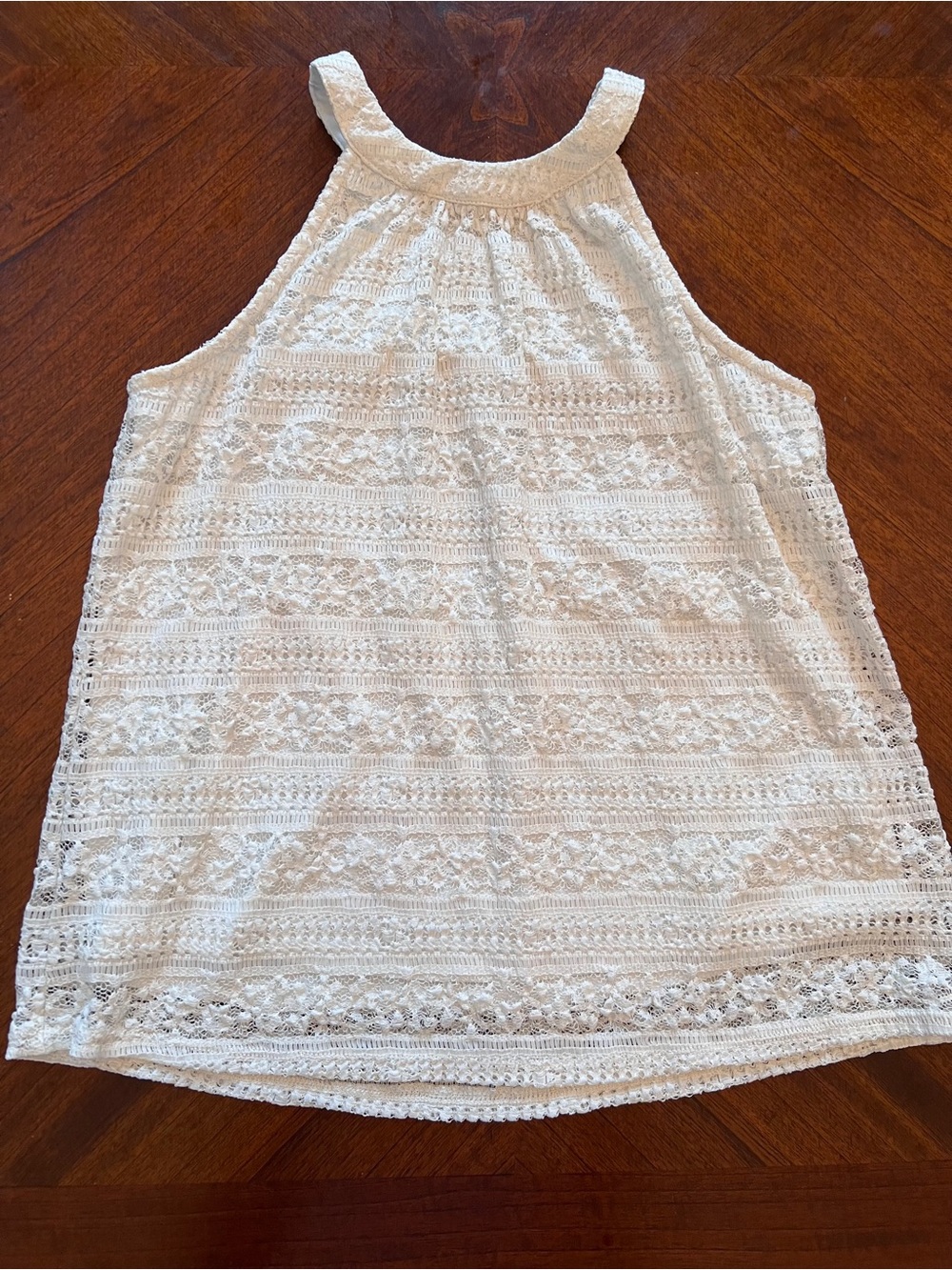 Monteau White Lace Halter Tank